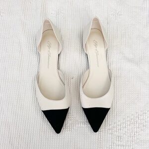 Age of Innocence Sandra Canvas d'Orsay Flats Black/White